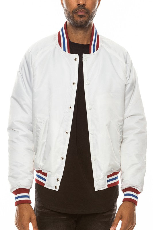 Mens Polyester Windbreaker Winter Bomber Jacket