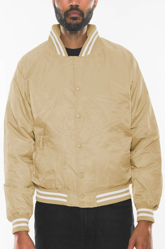 Mens Polyester Windbreaker Winter Bomber Jacket