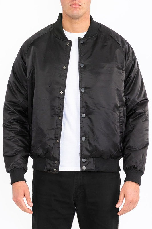 Mens Polyester Windbreaker Winter Bomber Jacket